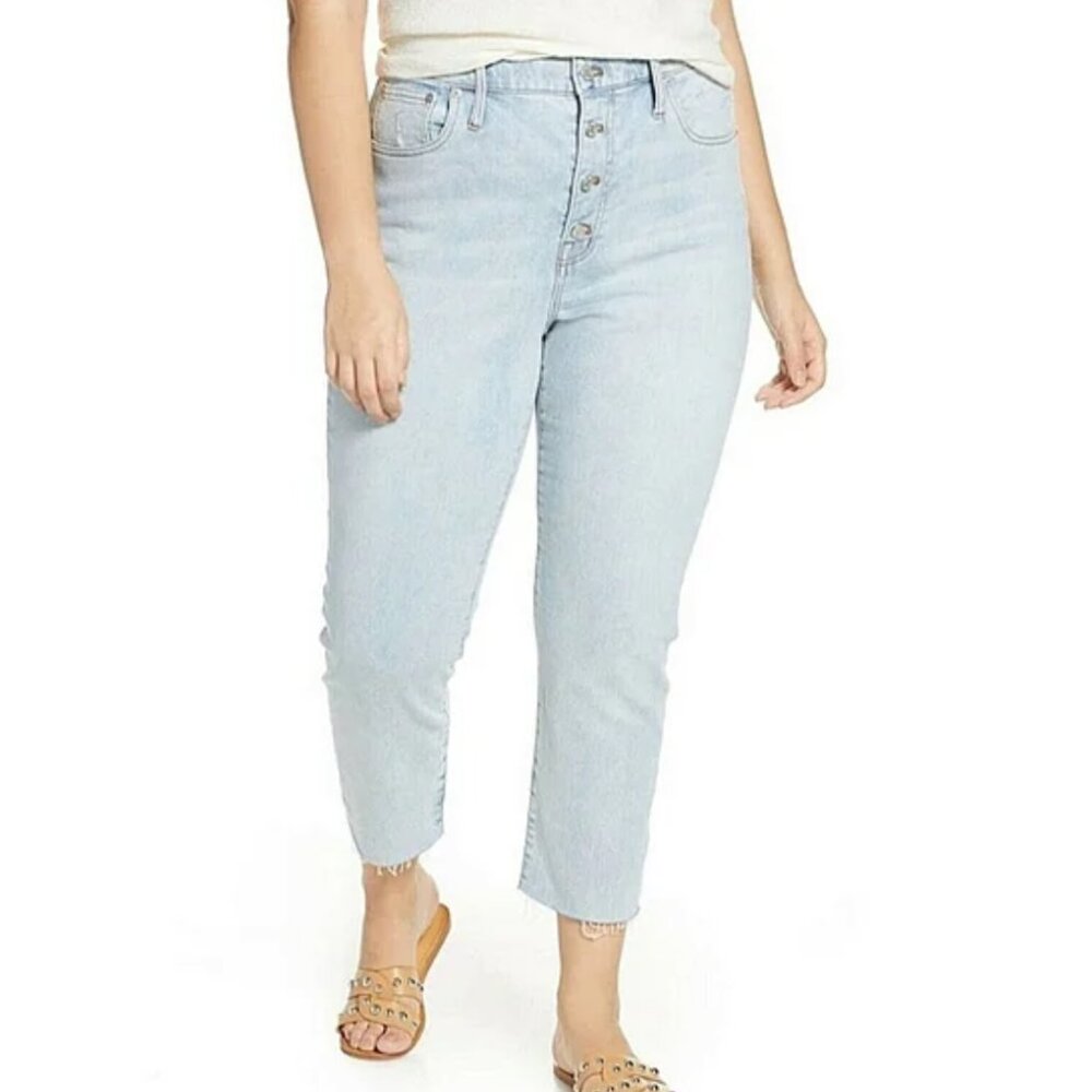Madewell High Rise Slim Crop Boyjean Button Front Jeans Women's Size 26